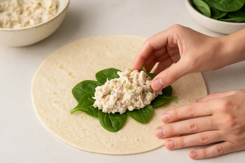 Chicken Salad Wrap Recipe – Easy & Delicious Lunch Idea 3 Making Creamy Chicken Salad Wrap