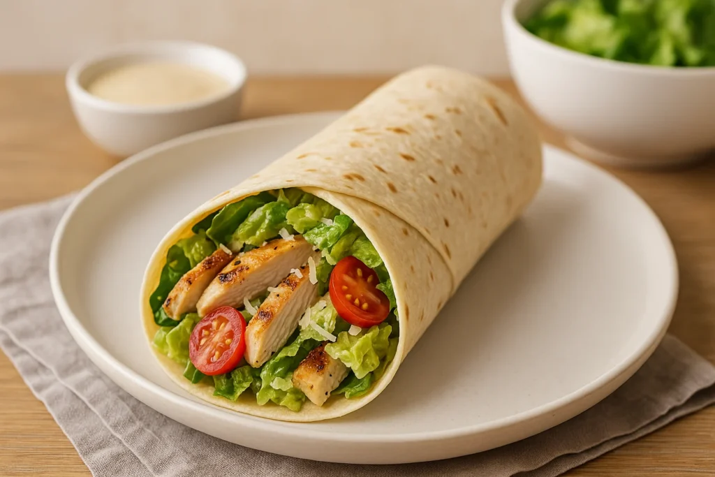 Chicken Caesar Wrap – Easy, Healthy & Packed with Flavor 2 grilled chicken caesar wrap ingredients