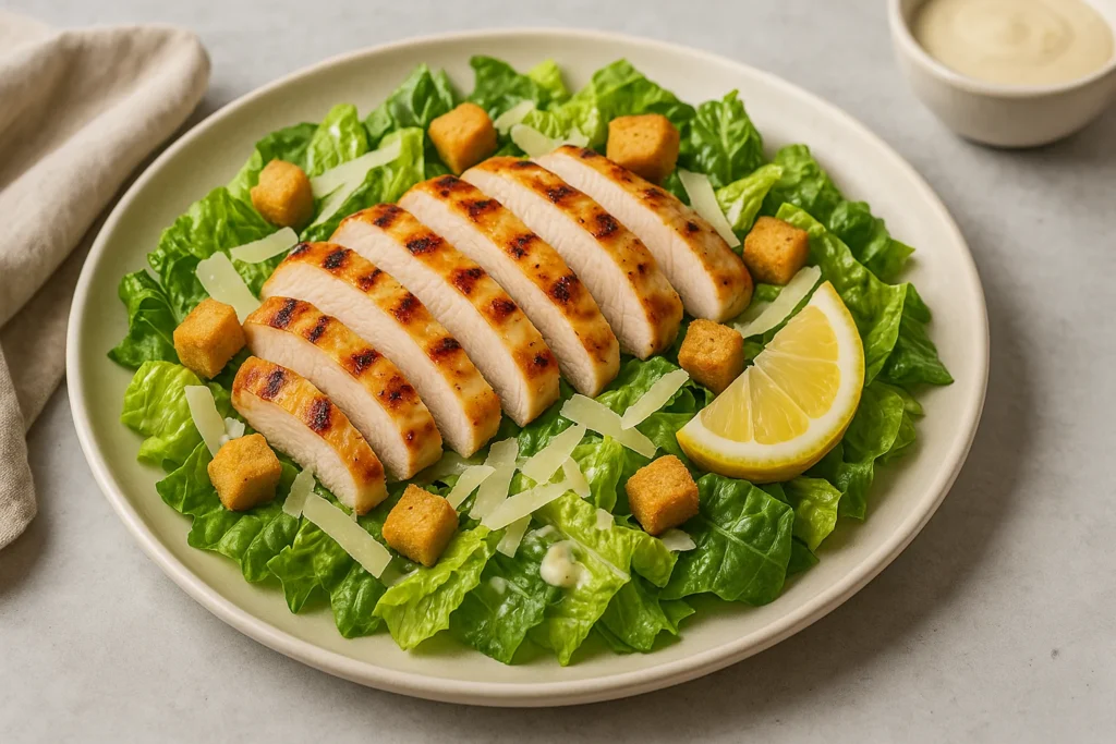 Grilled Chicken Caesar Salad: 10 Irresistible Reasons to Try 4 Caesar dressing in a bowl with garlic, lemon, mustard, Parmesan, and mayonnaise