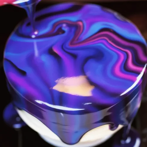 Blue Mirror Glaze Cake 2 Beautiful Blue Mirror Glaze Cake with ocean-inspired colors and glossy finish