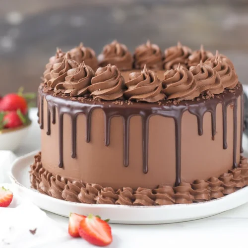 Sweet and Simple Ways to Make a Decorated Chocolate Cake 3 Decorated Chocolate Cake with chocolate frosting and colorful sprinkles