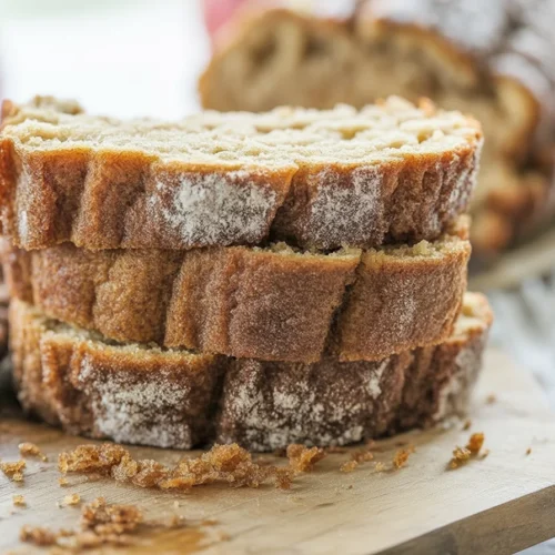 5 Reasons You'll Fall in Love with Apple Cider Donut Bread 3 A delicious loaf of Apple Cider Donut Bread with cinnamon sugar topping.